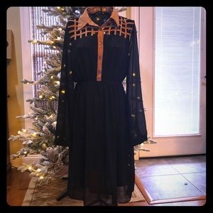 Black sheer below knee dress